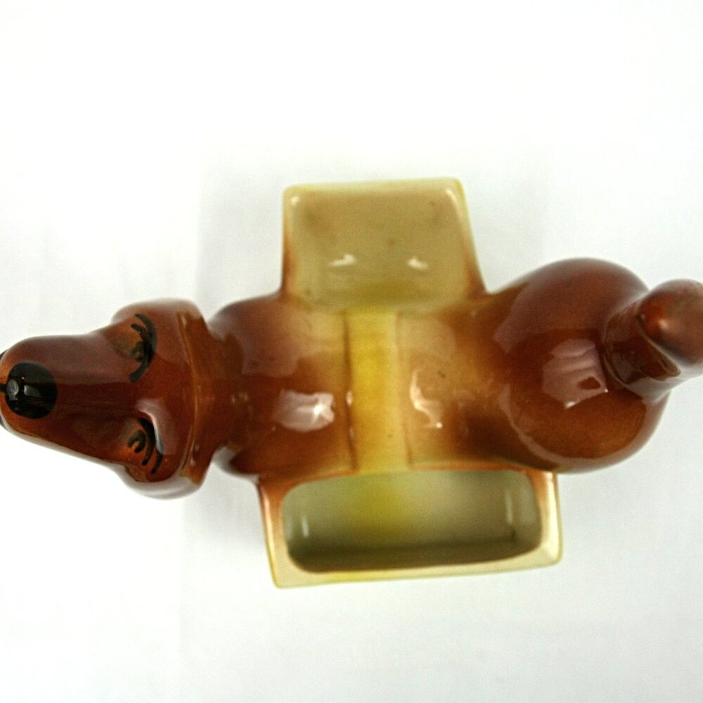 Vintage Dachshund Weiner Dog Ceramic Valet Trinket Dish Caddy Planter Doxie MCM - Picture 7 of 9